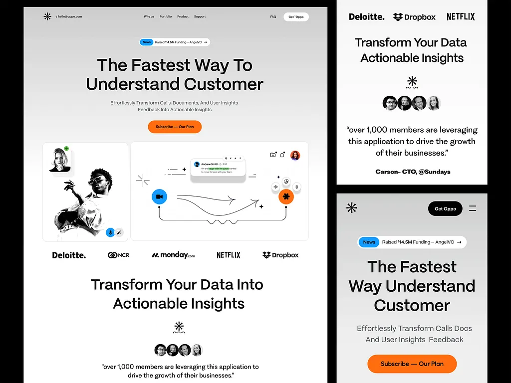 Website design example for AI SaaS Platform